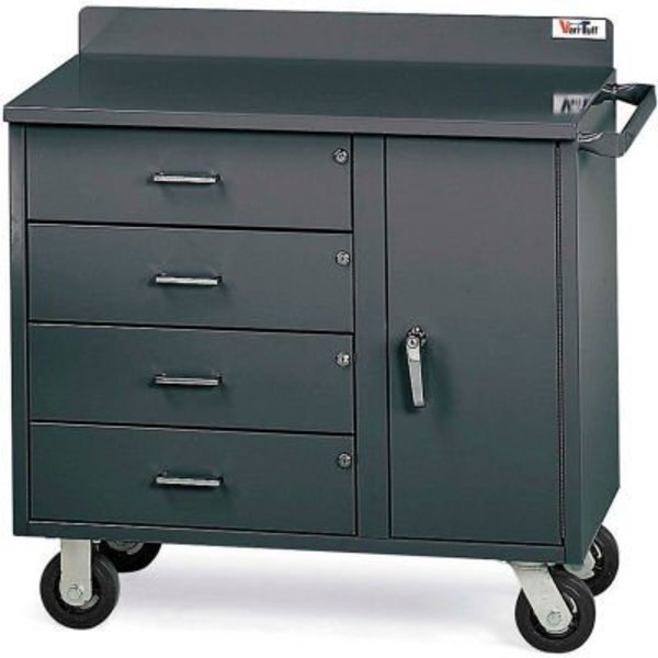 Valley Craft Valley Craft Vari Tuff Mobile Utility Cabinet, 4 Drawers, 1 Door, 36"W x 21"D, Gray F81835A6